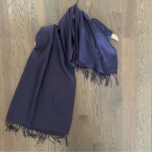 Leidi Lancetti Cashmere Silk Blend Oblong Rectangle Scarf Eggplant Purple 84"l